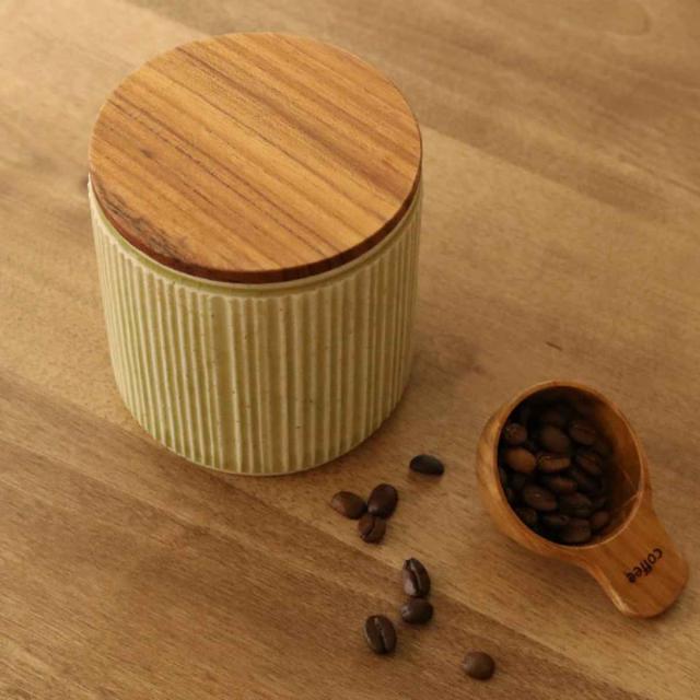 保存容器 LOLO ロロ 420ml 陶器 丸型 木蓋付き SALIU （ サリュウ