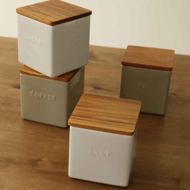 保存容器 LOLO ロロ 500ml ソルト シュガー コーヒー ティー 白磁製 角