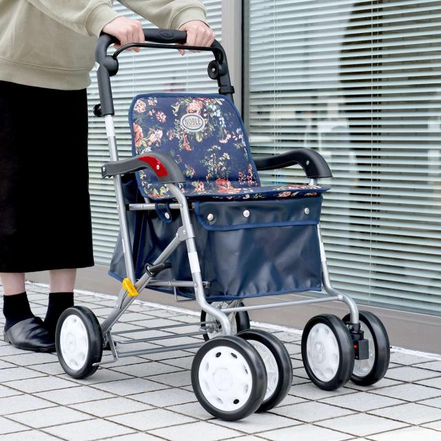 アルミ製シルバーカー 折りたたみ 青 アルミ製シルバーカー 折りたたみ 青 アルミ製シルバーカー 折りたたみ