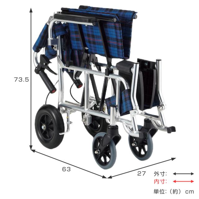 車いす ピロプラス 介助式 背折れタイプ 座面幅38cm ネイビーチェック 非課税 （ 車椅子 車イス 介護 折り畳み 折りたたみ 折畳み 介助車いす 介助タイプ 背折れ 介助 コンパクト 自宅 施設 病院 福祉用具 介護用品 持ち運び ）_2