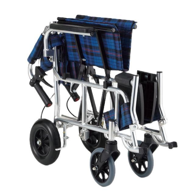 車いす ピロプラス 介助式 背折れタイプ 座面幅38cm ネイビーチェック 非課税 （ 車椅子 車イス 介護 折り畳み 折りたたみ 折畳み 介助車いす 介助タイプ 背折れ 介助 コンパクト 自宅 施設 病院 福祉用具 介護用品 持ち運び ）_3