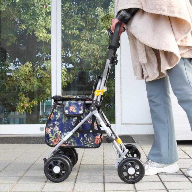 シルバーカー ミドルタイプ ルーク 幅広ハンドル 折りたたみ （ カート 歩行器 歩行車 座れる 折りたたみ コンパクト アルミ製 軽量 歩行補助 介護 高齢者 おしゃれ 歩行補助車 手押し車 買い物 介護用 高さ調節 座面付き シニア ）_17