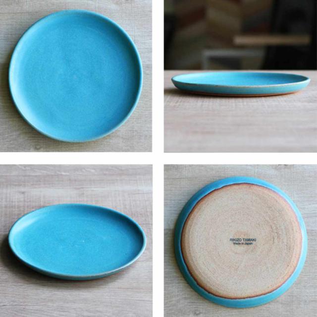 青い陶器プレート 4枚セット 未使用 食器 約23.8cm 青い陶器プレート 4枚セット 未使用 食器 約23.8cm