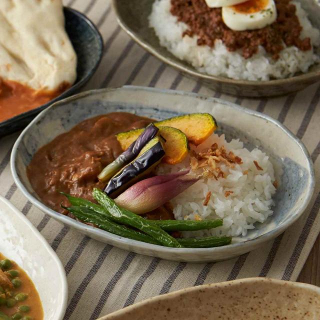 カレー皿 23cm 楕円 刷毛目 皿 食器 陶器 美濃焼 日本製 （ 食洗