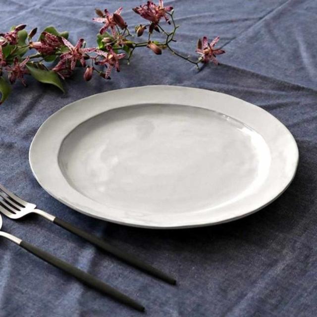 プレート 26cm リム Calin 皿 洋食器 陶器 日本製 同色3枚セット （ お皿 電子レンジ対応 食洗機対応 大皿 リム皿 パスタ皿 メイン おかず おしゃれ 食器 グレー モノトーン ）