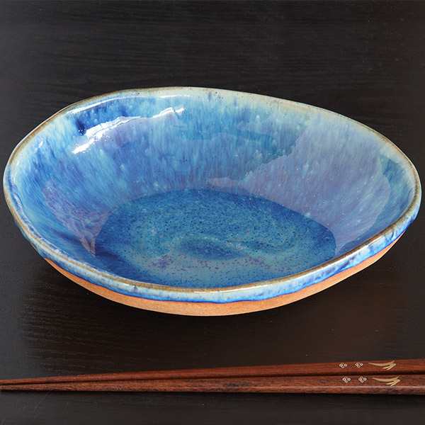 ボウル L 22cm IBUKI 瑠璃結晶 皿 食器 洋食器 陶器 日本製 （ 大鉢 深