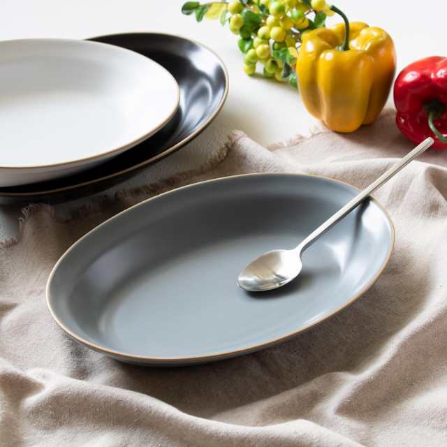 カレー皿 27cm オーバル エッジライン 陶器 ( 食洗機対応 電子 カレー皿 27cm オーバル エッジライン 陶器 ( 食洗機対応 電子