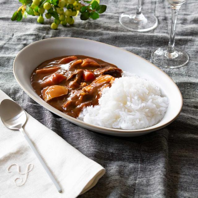 カレー皿 27cm オーバル エッジライン 陶器 （ 食洗機対応 電子