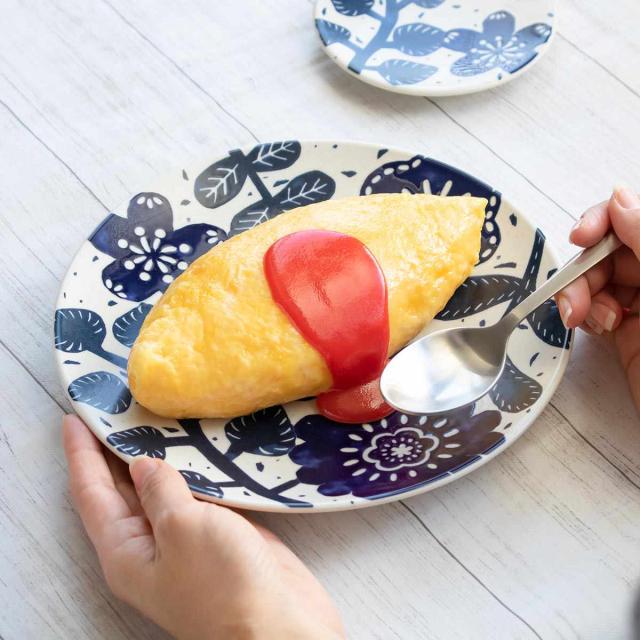 プレート 22cm AIKA 硬質陶器 同柄4枚セット （ 食洗機対応 電子レンジ対応 オーブン対応 皿 平皿 中皿 盛り皿 ボタニカル柄 草 花 柄 和食 洋食 おしゃれ かわいい オムライス パスタ カレー ワンプレート盛り ）_5