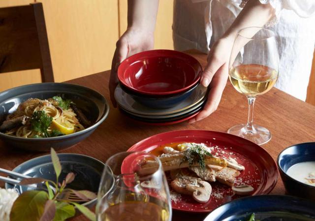 カレー＆パスタ皿 21cm HINATA 陶器 同色4枚セット （ 食洗機対応 電子