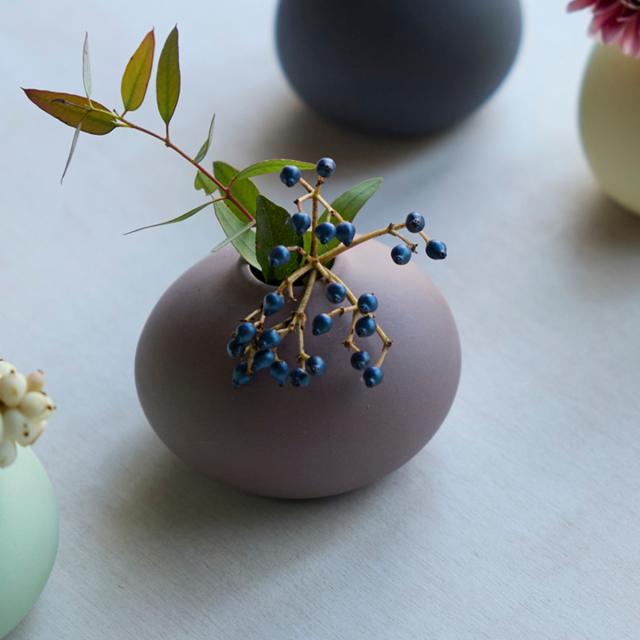 花瓶 AYAフラワーベース ラウンド 陶器 （ 花びん 花器 ベース 無地