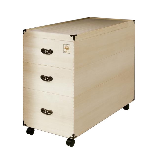 総桐 収納ケース 3段 キャスター付き 押入れ収納 桐箱 着物収納 3段 深型 キャスター付き 押入れ 雛人形 桐衣装ケース