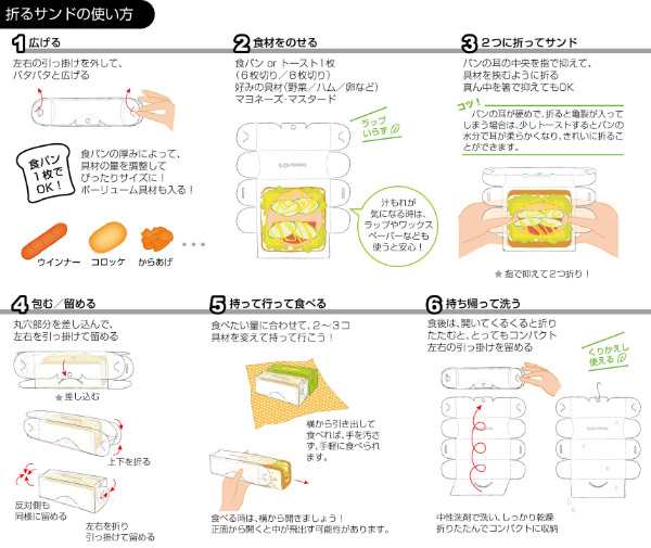 サンドイッチケース 弁当箱 折りたたみ 折るサンド 3個入 （ サンドウィッチケース サンドイッチメーカー サンドイッチ サンドウィッチ ｜au  PAY マーケット