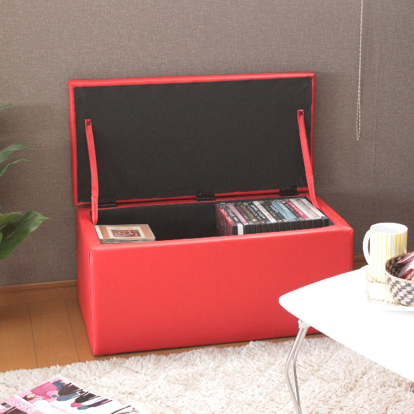 収納スツール 幅66cm スツール 収納 レザー調 椅子 腰掛 （ 2人掛け