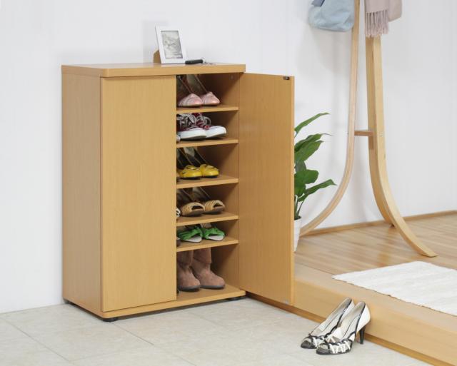 下駄箱 幅59.5cm 6段 可動式 木製 （ シューズボックス 収納棚 奥行