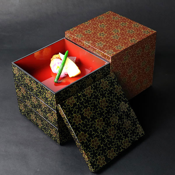 お重 5寸 三段重 黒 桜花 送料無料 お重箱 三段 オードブル重 日本製 桜 おしゃれ 2500ml お重箱 2人 3人 おせち料理 ３段 お弁当箱 の通販はau Pay マーケット お弁当グッズのカラフルbox