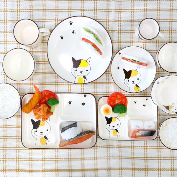 プレート 16cm 小 Helloあにまる ねこ 皿 食器 日本製 同柄5枚セット （ 電子レンジ対応 子供 食洗機対応 中皿 子供用食器 取り皿 猫 ネコ 猫柄 三毛猫 取皿 子供用 器 ） その他キッズ用食器
