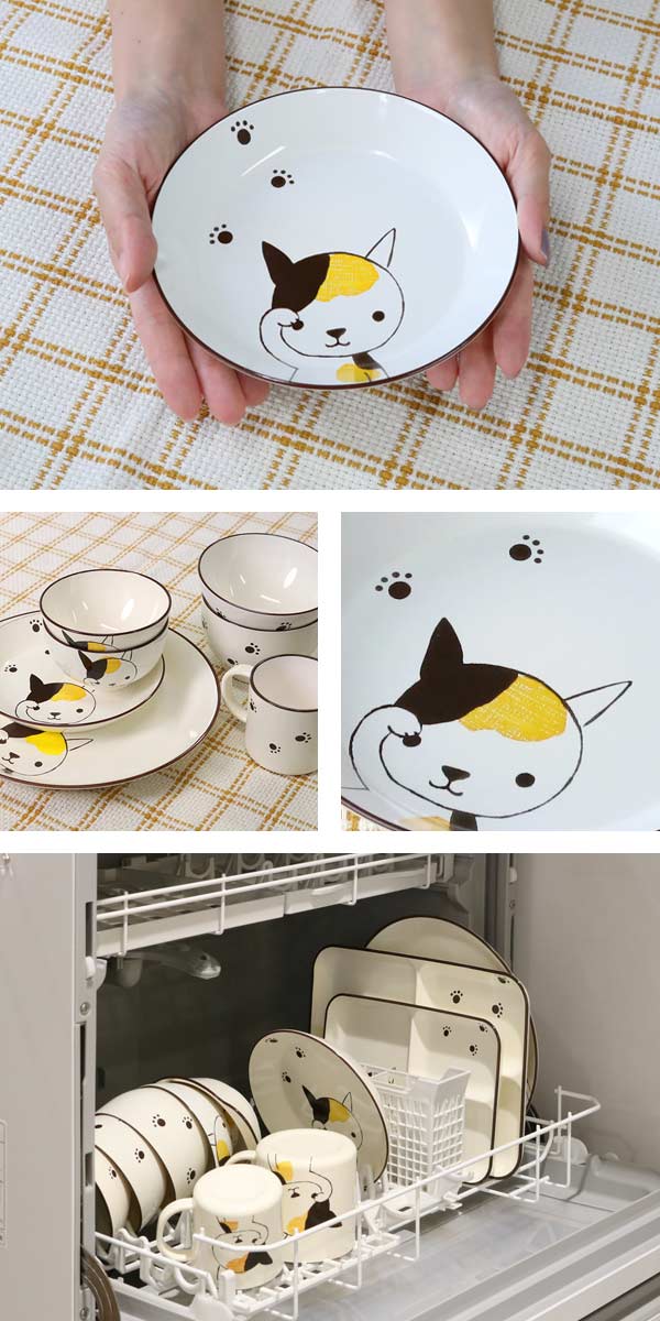 プレート 16cm 小 Helloあにまる ねこ 皿 食器 日本製 同柄5枚セット （ 電子レンジ対応 子供 食洗機対応 中皿 子供用食器 取り皿 猫 ネコ 猫柄 三毛猫 取皿 子供用 器 ） その他キッズ用食器