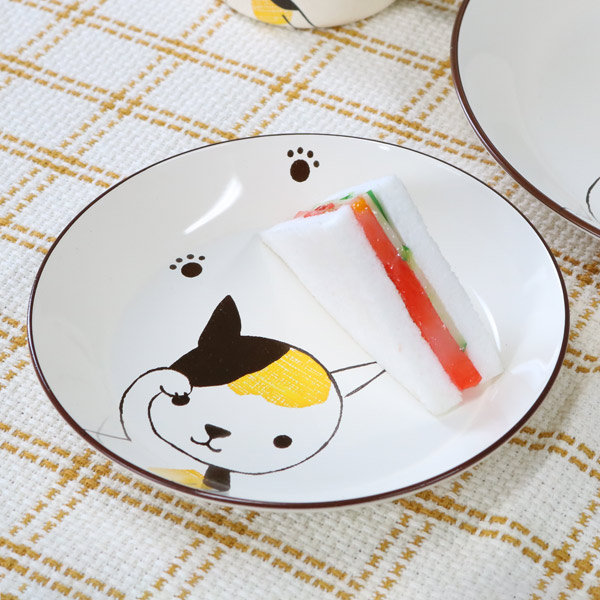 プレート 16cm 小 Helloあにまる ねこ 皿 食器 日本製 同柄5枚セット （ 電子レンジ対応 子供 食洗機対応 中皿 子供用食器 取り皿 猫 ネコ 猫柄 三毛猫 取皿 子供用 器 ） その他キッズ用食器