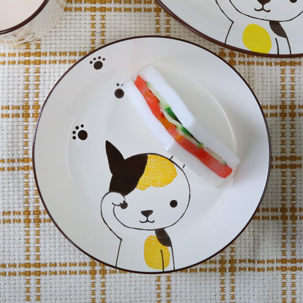 プレート 16cm 小 Helloあにまる ねこ 皿 食器 日本製 同柄5枚セット （ 電子レンジ対応 子供 食洗機対応 中皿 子供用食器 取り皿 猫 ネコ 猫柄 三毛猫 取皿 子供用 器 ） その他キッズ用食器
