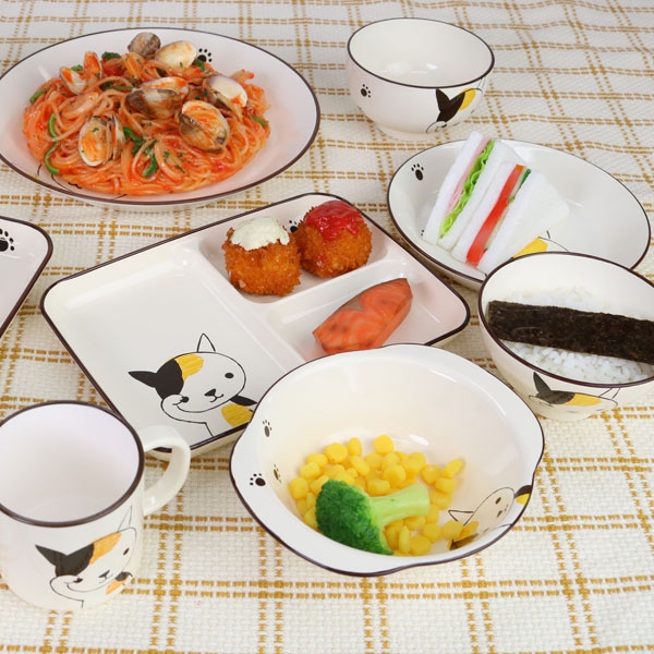 プレート 16cm 小 Helloあにまる ねこ 皿 食器 日本製 同柄5枚セット （ 電子レンジ対応 子供 食洗機対応 中皿 子供用食器 取り皿 猫 ネコ 猫柄 三毛猫 取皿 子供用 器 ） その他キッズ用食器