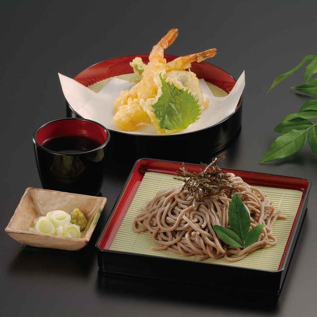 そば皿 19cm 角皿 黒内朱 プラスチック （ 蕎麦皿 ざるそば うどん 皿