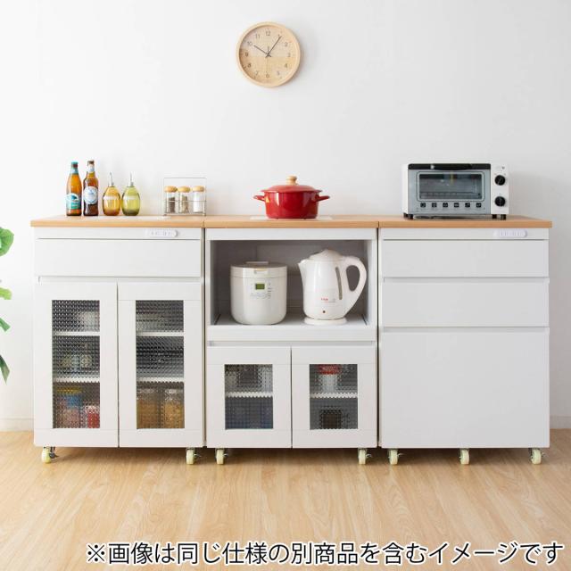 キッチンキャビネット 幅60.2cm カントリー調 タイルトップ 引出し付