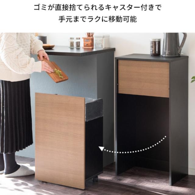 ゴミ箱 45L プッシュ式 木目調 （ ごみ箱 45リットル 幅45 ふた付き