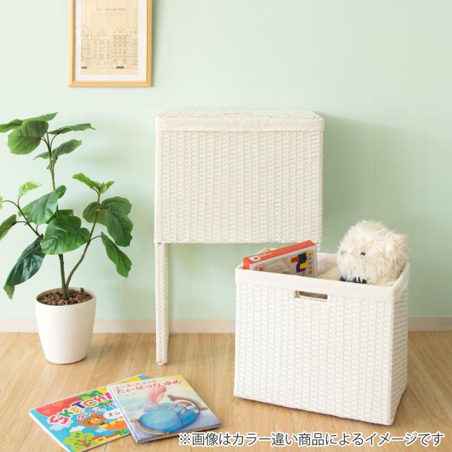 ランドリーボックス ふた付き Diario ラタン調 ブラウン （ ランドリー