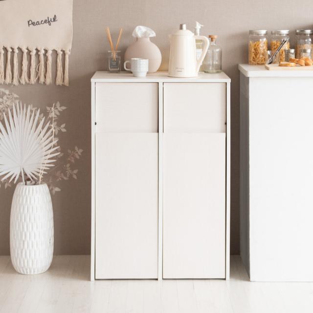 ゴミ箱 木製 45L×2 2分別キャスターボックス （ ごみ箱 45リットル 2連