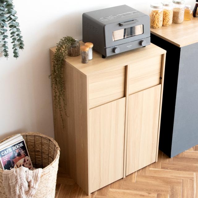 ゴミ箱 木製 45L×2 2分別キャスターボックス （ ごみ箱 45リットル 2連