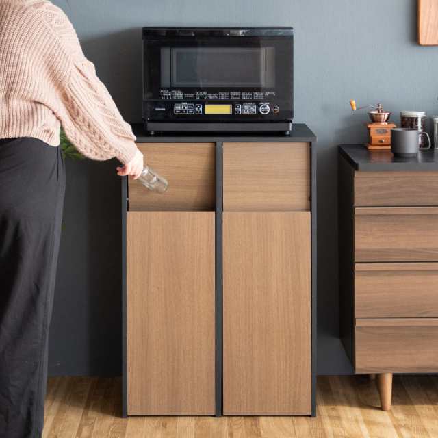 ゴミ箱 木製 45L×2 2分別キャスターボックス ( ごみ箱 45 ゴミ箱 木製 45L×2 2分別キャスターボックス ( ごみ箱 45
