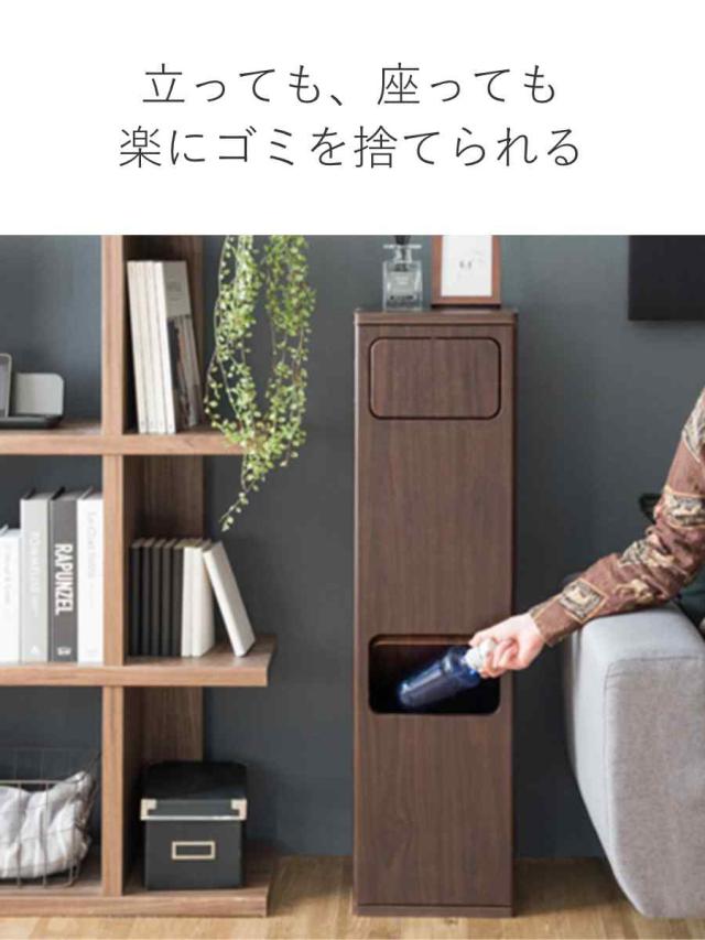 ゴミ箱 40L 2段ダストボックス Empro （ おしゃれ 分別 スリム 分別ゴミ箱 ダストボックス 2段 蓋付き 蓋付きゴミ箱 キッチン リビング 木製 キッチンゴミ箱 スリムゴミ箱 幅25 2分別 袋が見えない 袋 見えない ふた付き ）_10