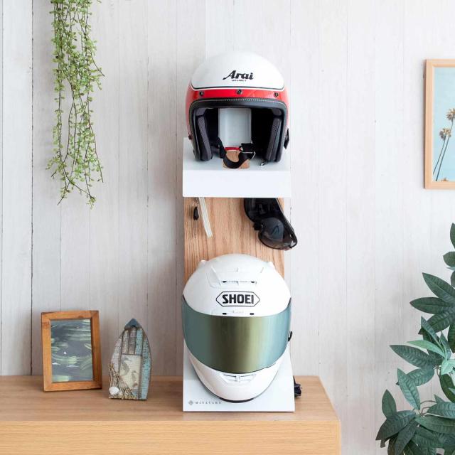 ヘルメットスタンド 幅24cm 2段 ディスプレイラック GALEA （ ディスプレイ ラック バイク ヘルメット 棚 収納 卓上 スタンド ブラック ホワイト ）_6