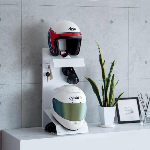 ヘルメットスタンド 幅24cm 2段 ディスプレイラック GALEA （ ディスプレイ ラック バイク ヘルメット 棚 収納 卓上 スタンド ブラック ホワイト ）_7