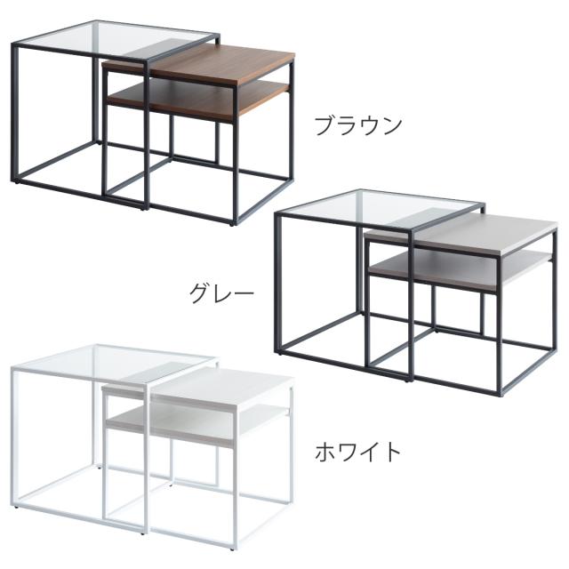 リビングテーブル 正方形 幅54cm 幅60cm ネストテーブル 棚付 Poluca （ テーブル ハイタイプ 高さ60cm センターテーブル ガラステーブル 伸縮 収納付き おしゃれ リビング スライド サイドテーブル ソファテーブル 棚付き 収納棚 ）_2