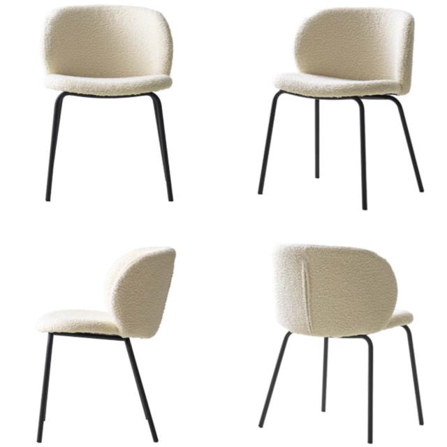 ダイニングチェア 座面高46cm Kerin ブークレ生地 Signature Studio （ チェア ダイニング イス 椅子 天然木 食卓椅子 肘なし アームレス ウレタン チェアー いす 食卓 リビング リビングチェア ファブリック クッション座面 ）_2
