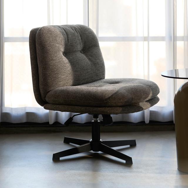 ラウンジチェア 座面高43〜50cm 昇降式 幅広 Anela Signature Studio オフィスチェア （ チェア 椅子 イス シェニール生地 肘なし 回転チェア ロッキング機能 座面 広い 高さ調節 チェアー いす リビング 回転椅子 リラックスチェア ）_17