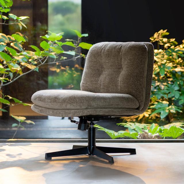 ラウンジチェア 座面高43〜50cm 昇降式 幅広 Anela Signature Studio オフィスチェア （ チェア 椅子 イス シェニール生地 肘なし 回転チェア ロッキング機能 座面 広い 高さ調節 チェアー いす リビング 回転椅子 リラックスチェア ）_18