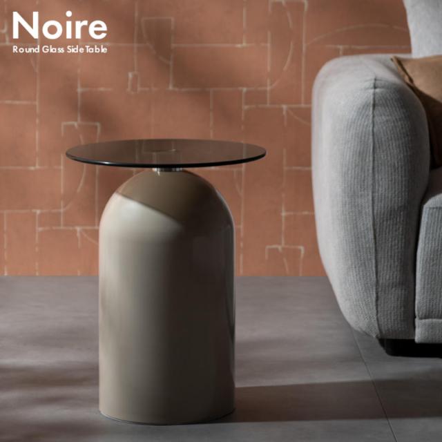 サイドテーブル 直径39.5cm形 ガラス天板 Noire Signature Studio （ テーブル ソファサイド ベッドサイド 机 ミニテーブル 丸 リビング リビングテーブル 軽量 強化ガラス コーヒーテーブル ソファテーブル筒 スチール ）_3