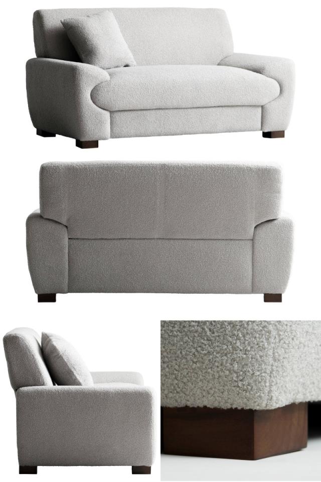 ソファ 幅148cm 2人掛け Meissa Signature Studio （ リビングソファ sofa ブークレ コーデュロイ ウレタン ポケットコイル 座面 広い 完成品 クッション付き 木脚 天然木 ダイニングソファ ソファー ファブリック ）_2