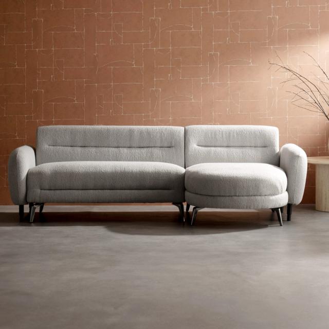 カウチソファ 幅240cm 3人掛け Libers Signature Studio （ 開梱設置 ソファ リビングソファ sofa ブークレ 撥水 ウレタン ポケットコイル 座面 広い クッション付き クロームメッキ ダイニングソファ ソファー ファブリック ）_5
