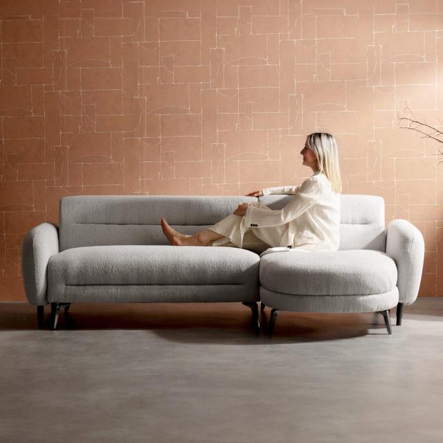 カウチソファ 幅240cm 3人掛け Libers Signature Studio （ 開梱設置 ソファ リビングソファ sofa ブークレ 撥水 ウレタン ポケットコイル 座面 広い クッション付き クロームメッキ ダイニングソファ ソファー ファブリック ）_9