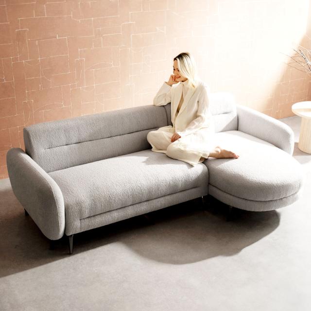 カウチソファ 幅240cm 3人掛け Libers Signature Studio （ 開梱設置 ソファ リビングソファ sofa ブークレ 撥水 ウレタン ポケットコイル 座面 広い クッション付き クロームメッキ ダイニングソファ ソファー ファブリック ）