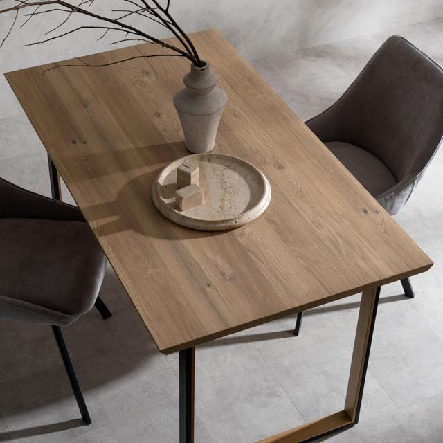 ダイニングテーブル 幅140cm 4人掛け 木製 Roano Signature Studio （ テーブル 食卓テーブル 4人用 机 長方形 奥行80cm 食卓机 口の字型脚 天板 メラミン樹脂加工 木目調 ダイニング 食卓 スチール脚 アジャスター付き ）_16