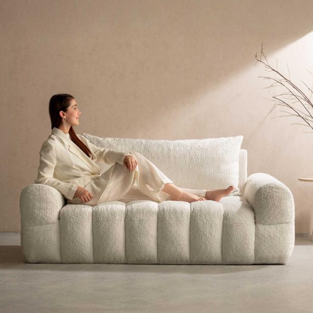 ソファ 2.5人掛け Albi ブークレ生地 Signature Studio （ ソファー ローソファ リビングソファ フロアソファ 脚なし 完成品 ファブリック 2人掛けソファ ふわふわ 座面 広い ポケットコイル 座り心地 快適 肘置き ）_13