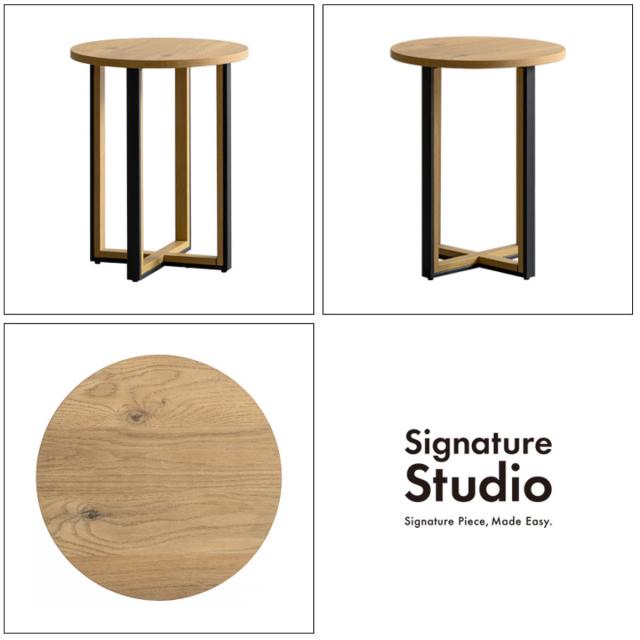 サイドテーブル 高さ50cm Roano Signature Studio （ ミニテーブル 直径40cm テーブル 丸テーブル ソファサイド ベッドサイド 水 キズ 強い メラミン天板 木目調 ナイトテーブル コーヒーテーブル カフェテーブル ベッドテーブル ）_2