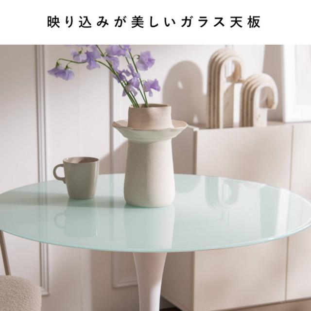 ダイニングテーブル 直径80cm ガラス天板 Rivelle Signature Studio （ テーブル ダイニング 丸テーブル型 リビングテーブル 食卓テーブル 2人掛け 一本脚 食卓机 強化ガラス 食卓 コンパクト カフェテーブル ）_7