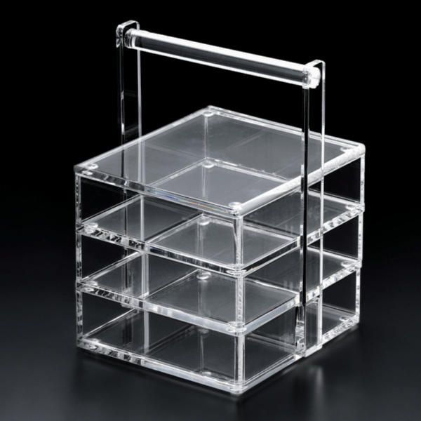 お重 13.5cm 持ち手付き M.STYLE 食器 和食器 プラスチック製 （ 重箱 角 ミニサイズ 持ち手 スクエア 三段 アクリル 透明 おせち 三段重 料理箱 お重箱 3段 高級 アクリル製 おせち料理 和食 おしゃれ モダン ）_2