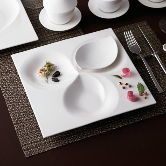 プレート 28cm スクエアプレート M.STYLE グランステージ フローラ 磁器 （ 食洗機対応 電子レンジ対応 皿 大皿 角 四角 平皿 リム皿 リム フチ付き お皿 ディナープレート メイン おしゃれ シンプル スクエア 白 花 ）